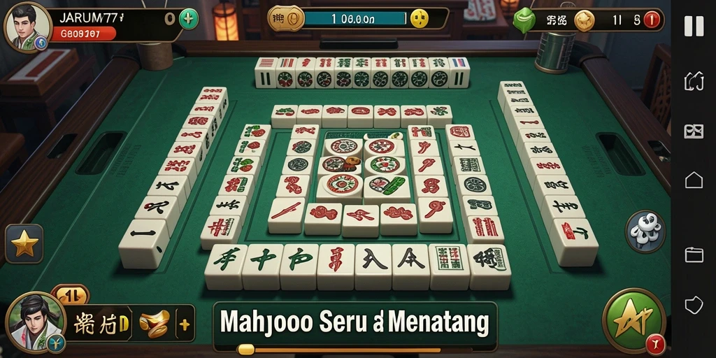Tampilan gameplay JARUM77 dengan papan Mahjong yang menantang.