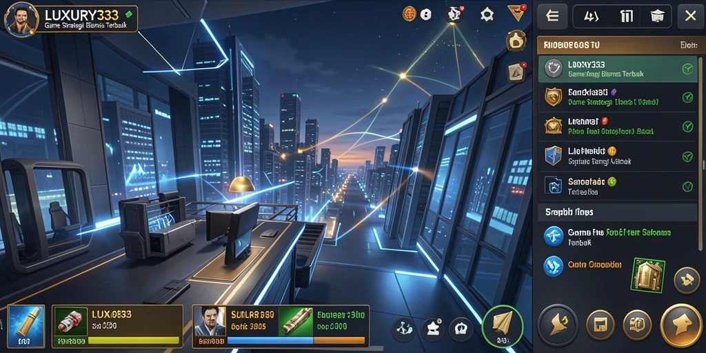 Screenshot gameplay LUXURY333 menampilkan interaksi bisnis yang dinamis.